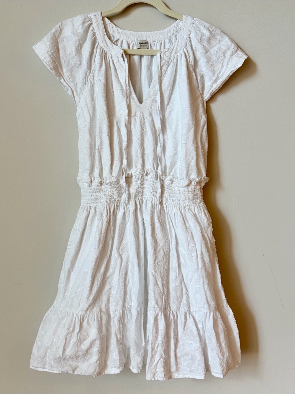 LOFT Beach White Smocked Waist Mini Dress